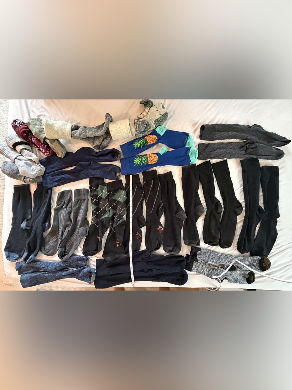 20 pairs Mixed Men's Socks - Black, Navy, Gray, Graphic Assortment - Size M L/XL